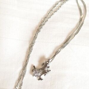 Silver Dolphin Rhinestone Necklace